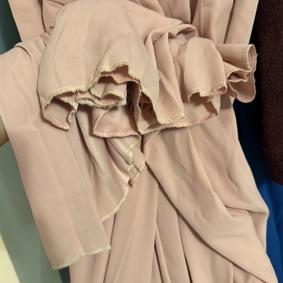 Davids bridal georgette wrap bridesmaid dress in ballet - Picture 6 of 8